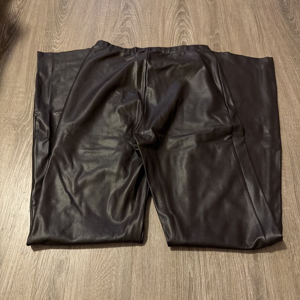 SKIMS Pants Womens Dark Brown Faux Leather Boot Cut Flare High Rise Size L NWOT - Picture 9 of 10